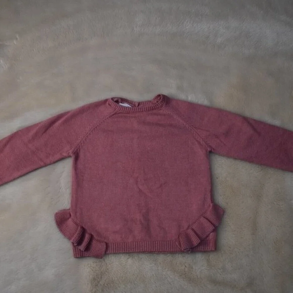 Zara Little Girls Sweater Size 2-3 Long Sleeve Pink Ruffled Shirt